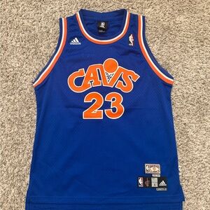 LeBron James Adidas HWC 1988-1989 Blue and Orange Cavs Jersey